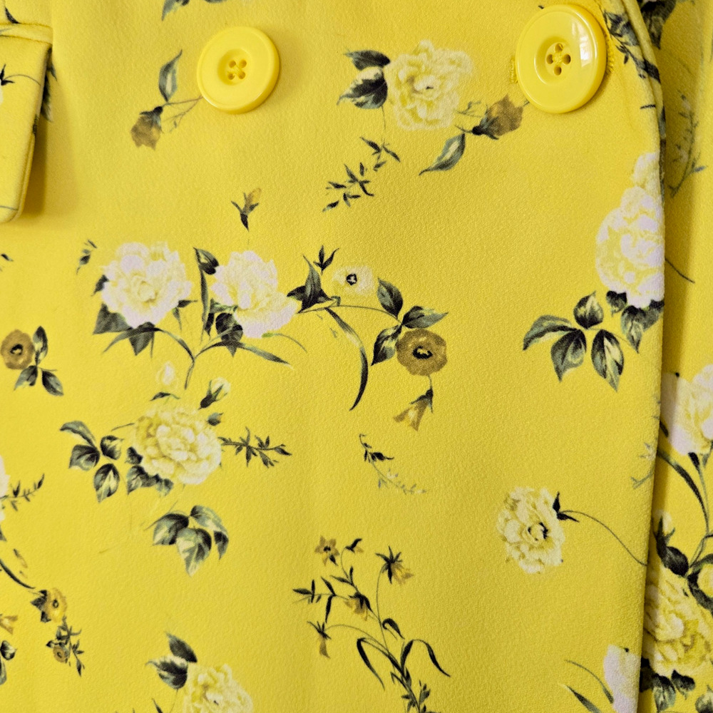 Alice + Olivia Justin Rolled Cuff Double Breasted Floral Yellow Blazer Size 6 - Picture 7 of 9